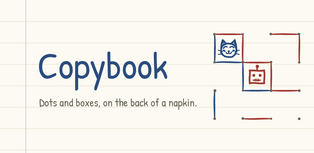 Copybook — dots and boxes, on the back of a napkin.